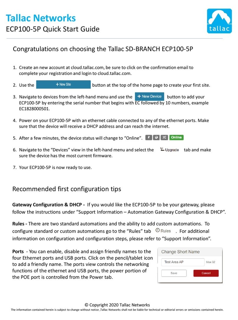 Tallac Networks ECP100-5P quick start guide Tallac Networks ECP100-5P quick start guide