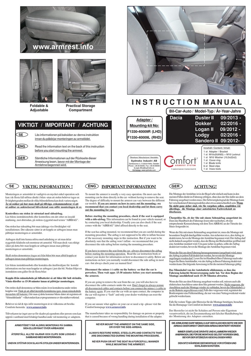 Sydmeko Comfort Armrest System F1330-40009R instruction manual