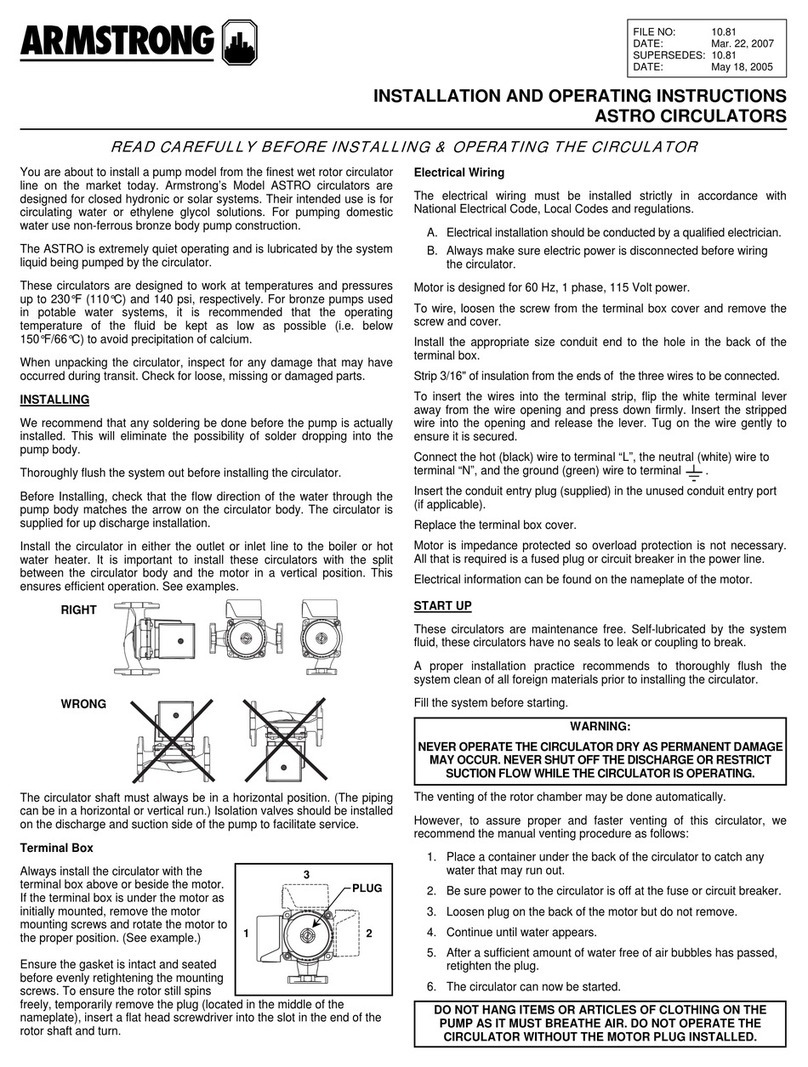 Armstrong ASTRO Installation and operating instructions Armstrong ASTRO Installation and operating instructions