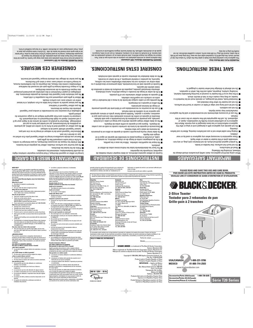 Black & Decker T20 Series User manual
