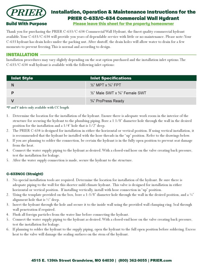 Prier C-633 Installation, operation & maintenance instructions