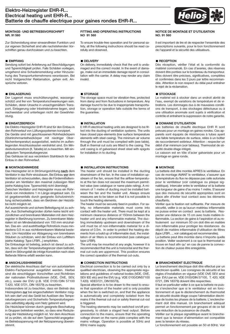Helios EHR-R Series Fitting and operating instructions