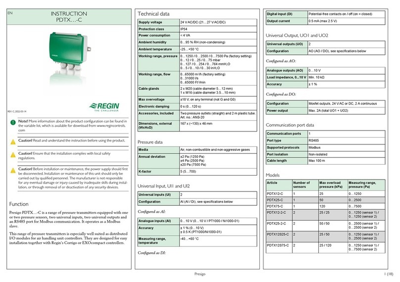 Regin PDTX C Series User manual
