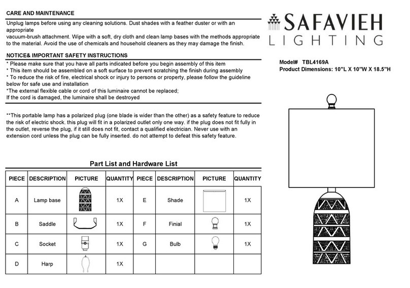 Safavieh Lighting TBL4169A User manual Safavieh Lighting TBL4169A User manual