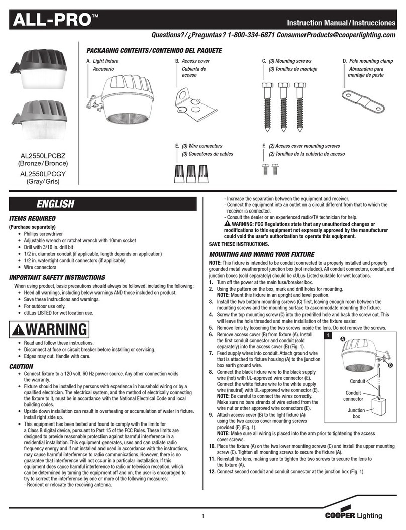 Cooper Lighting ALL-PRO AL2550LPCBZ User manual Cooper Lighting ALL-PRO AL2550LPCBZ User manual