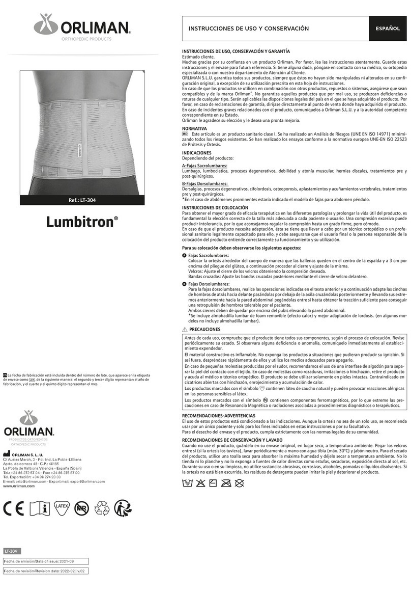 Orliman Lumbitron LT-304 Use and maintenance instructions