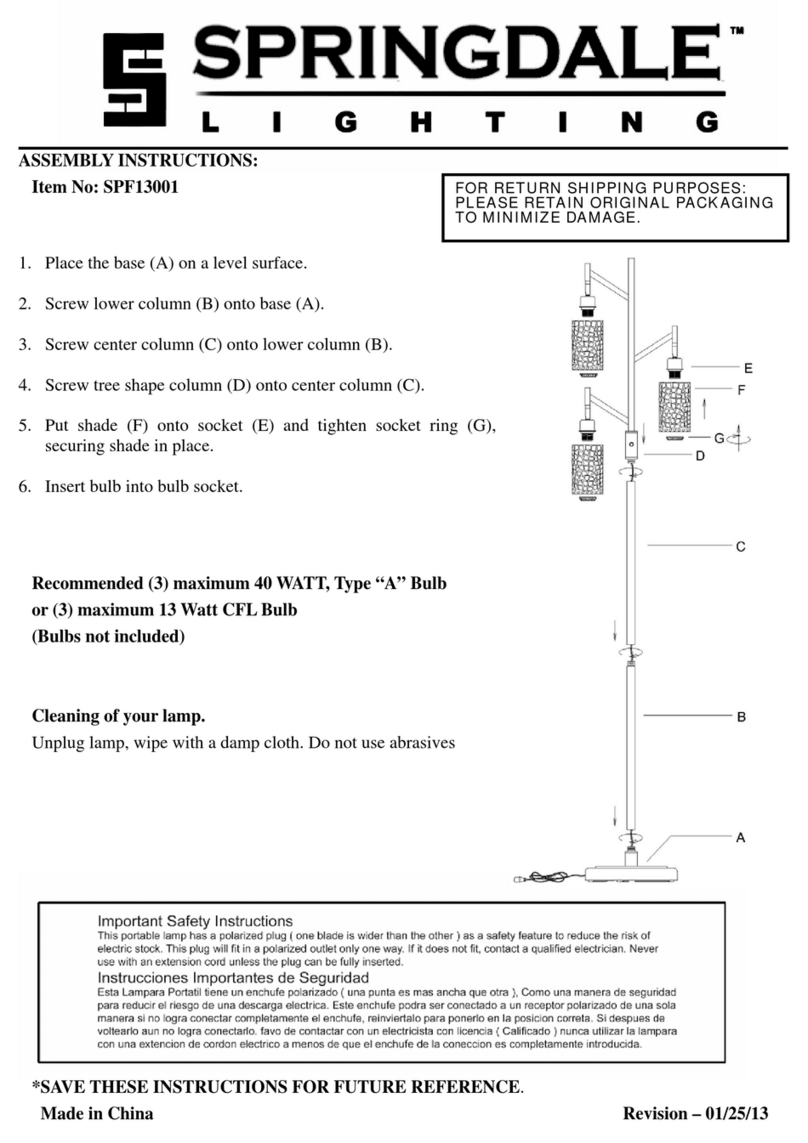 Springdale Lighting SPF13001 User manual Springdale Lighting SPF13001 User manual