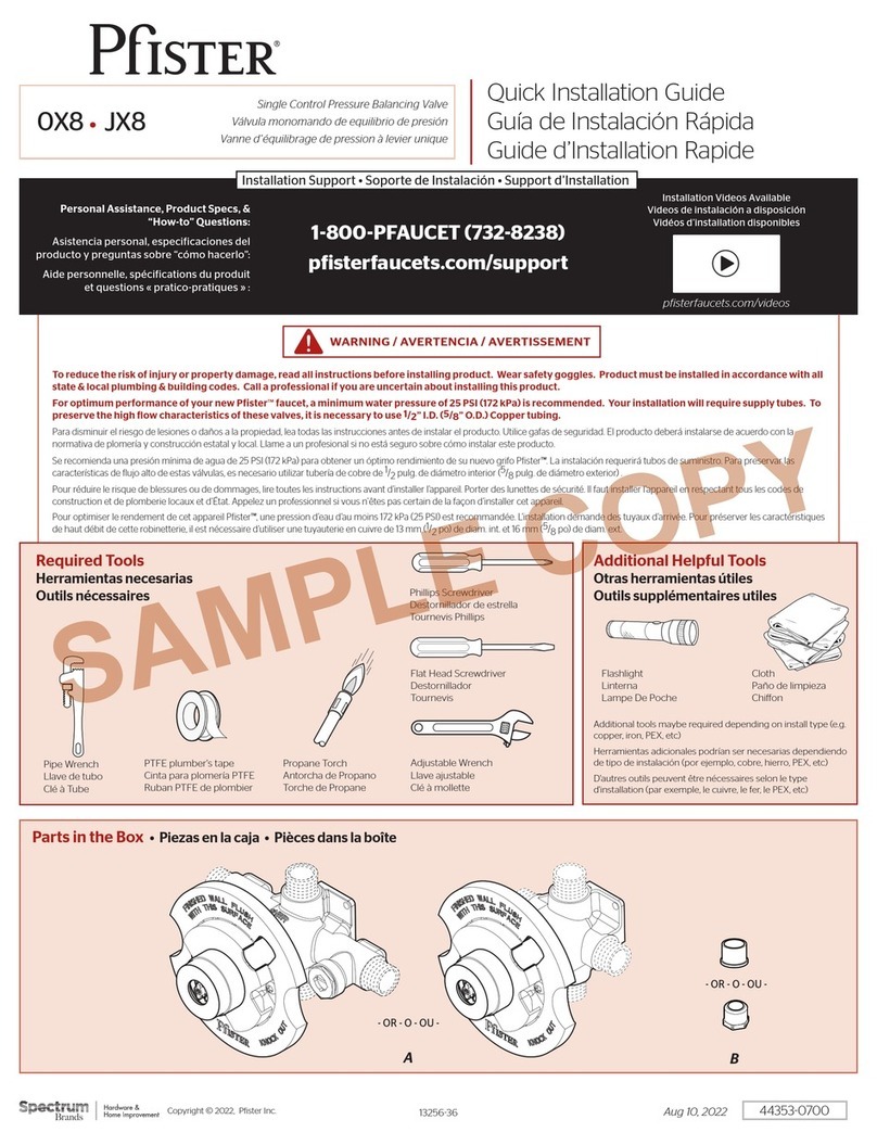 Spectrum Brands Pfister 0X8 Quick installation guide Spectrum Brands Pfister 0X8 Quick installation guide
