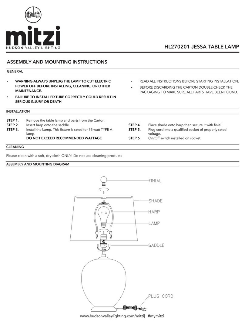 HUDSON VALLEY LIGHTING mitzi JESSA Assembly and mounting instructions HUDSON VALLEY LIGHTING mitzi JESSA Assembly and mounting instructions