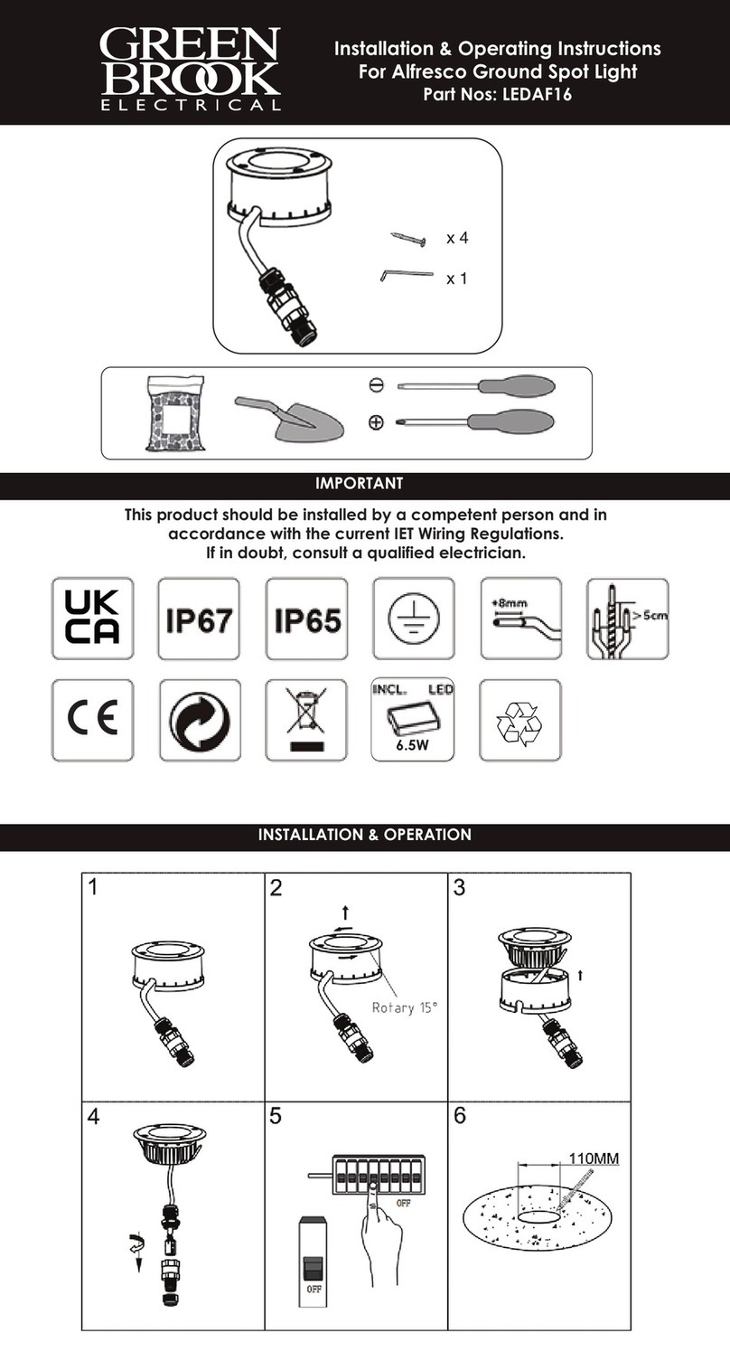 Green Brook LEDAF16 Installation & operating instructions