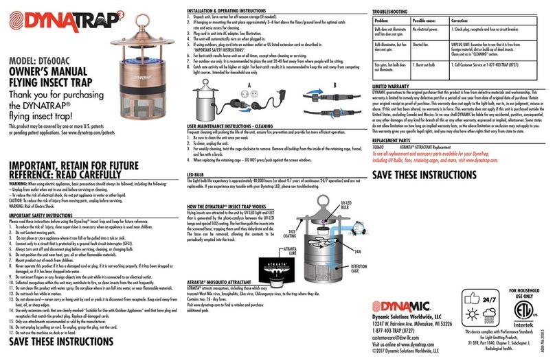 DynaTrap DT600AC User manual