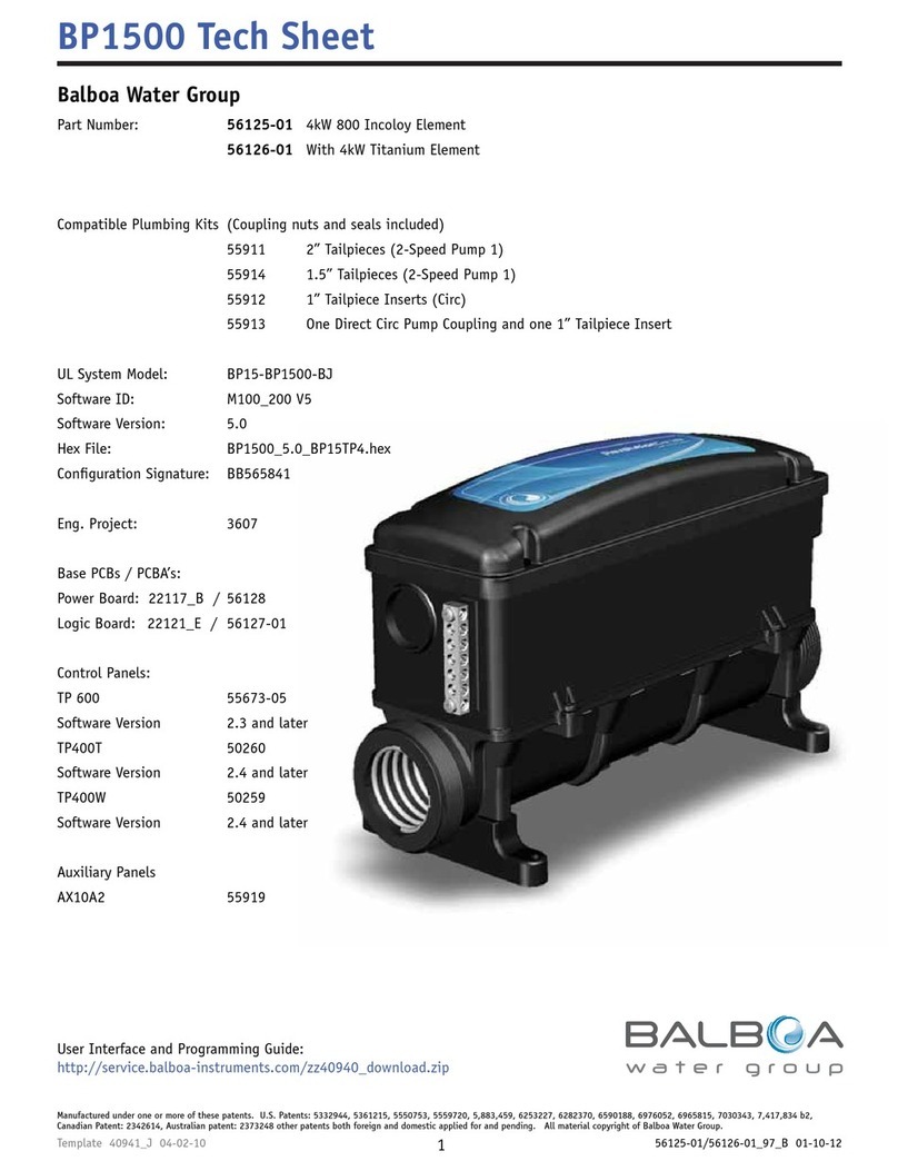 Balboa Water Group BP1500 Tech sheet Balboa Water Group BP1500 Tech sheet