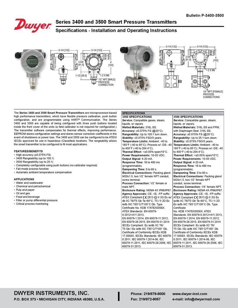 Dwyer Instruments 3400 Series Installation and operating instructions