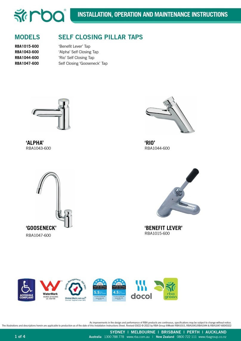 rba BENEFIT LEVER RBA1015-600 Manual