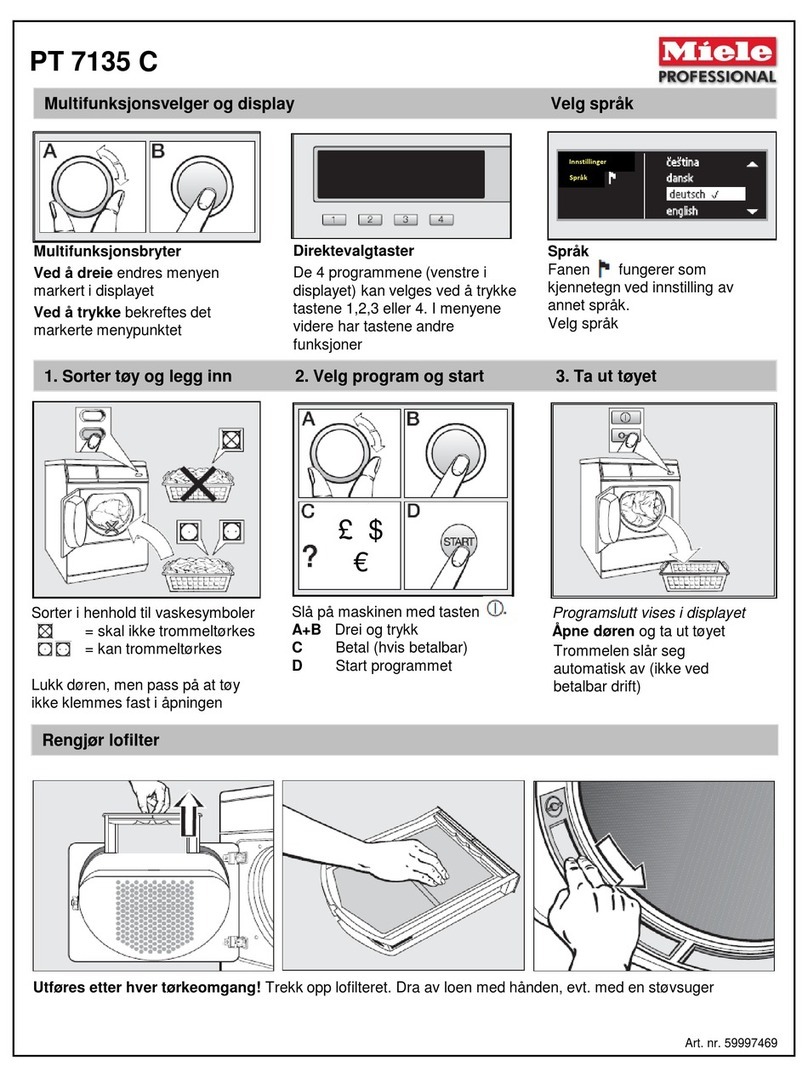 Miele professional PT 7135 C quick start guide