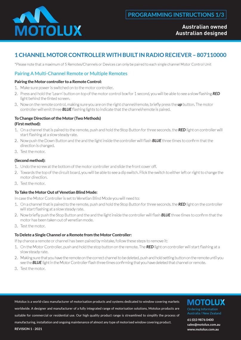 Motolux 807110000 Programming instructions