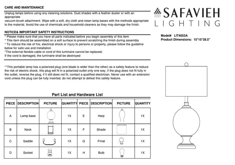 Safavieh Lighting LIT4053A quick start guide