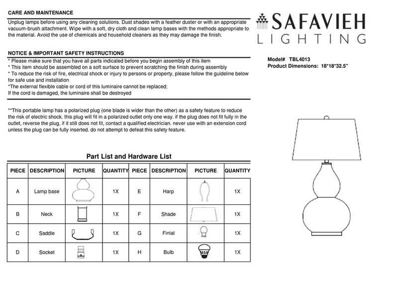 Safavieh Lighting AILEEN TBL4013 User manual Safavieh Lighting AILEEN TBL4013 User manual