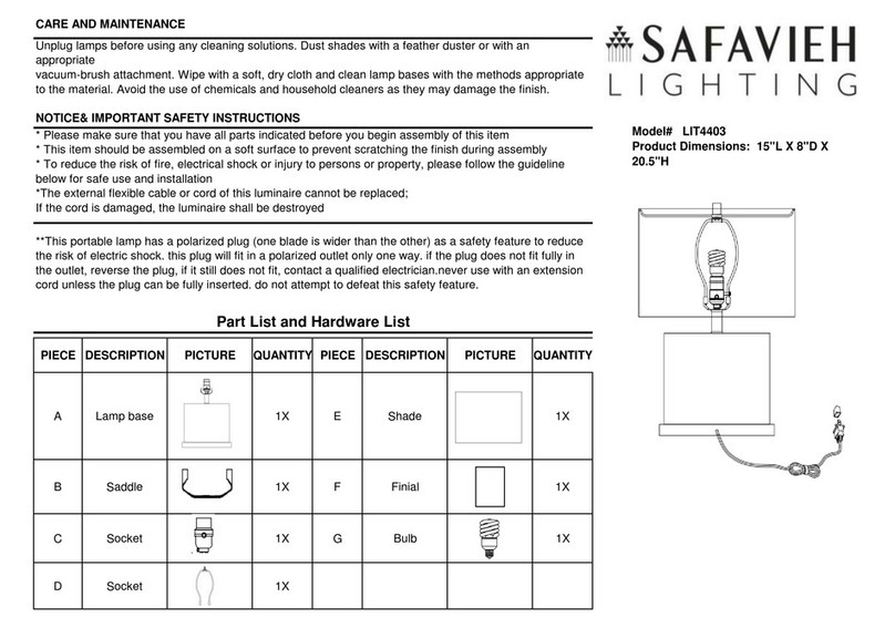 Safavieh Lighting DELIA LIT4403 User manual
