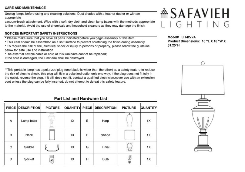 Safavieh Lighting KIRBY LIT4272A User manual Safavieh Lighting KIRBY LIT4272A User manual