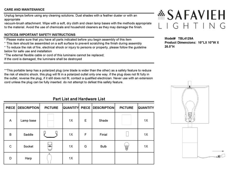 Safavieh Lighting KINGSLEY TBL4129A User manual