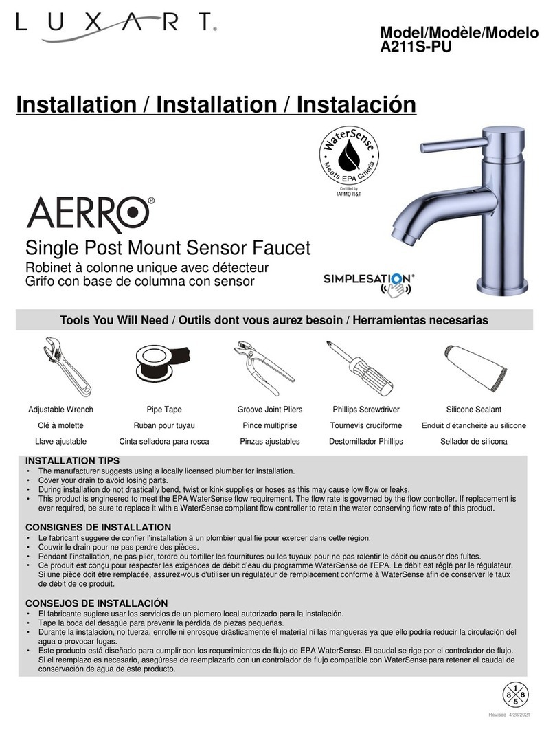 Luxart AERRO A211S-PUPBB User manual Luxart AERRO A211S-PUPBB User manual