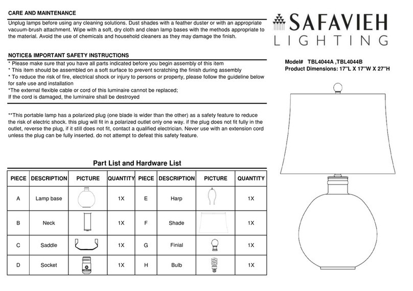 Safavieh Lighting RASBY TBL4044A manual
