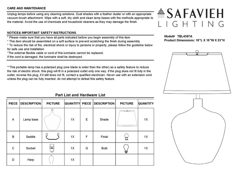 Safavieh Lighting ORLEN TBL4397A User manual Safavieh Lighting ORLEN TBL4397A User manual