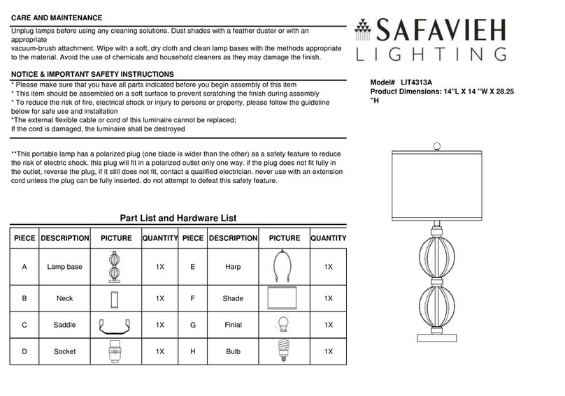 Safavieh Lighting CALISTA LIT4313A User manual