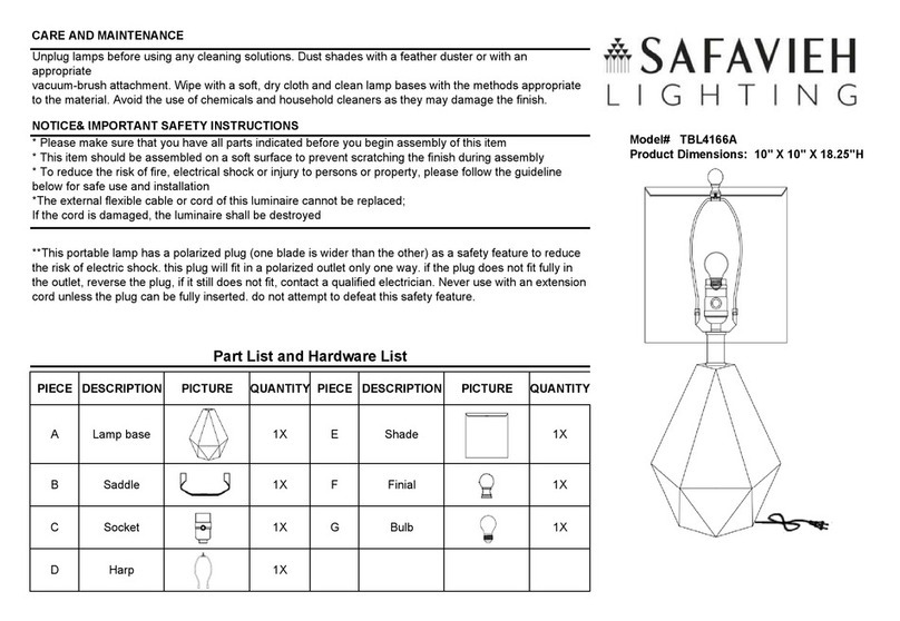 Safavieh Lighting TBL4166A quick start guide