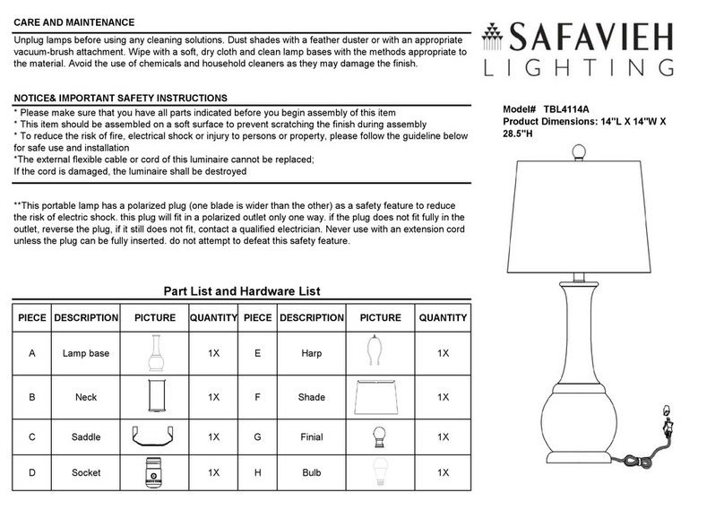 Safavieh Lighting TBL4114A User manual