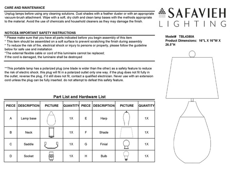 Safavieh Lighting TBL4380A User manual