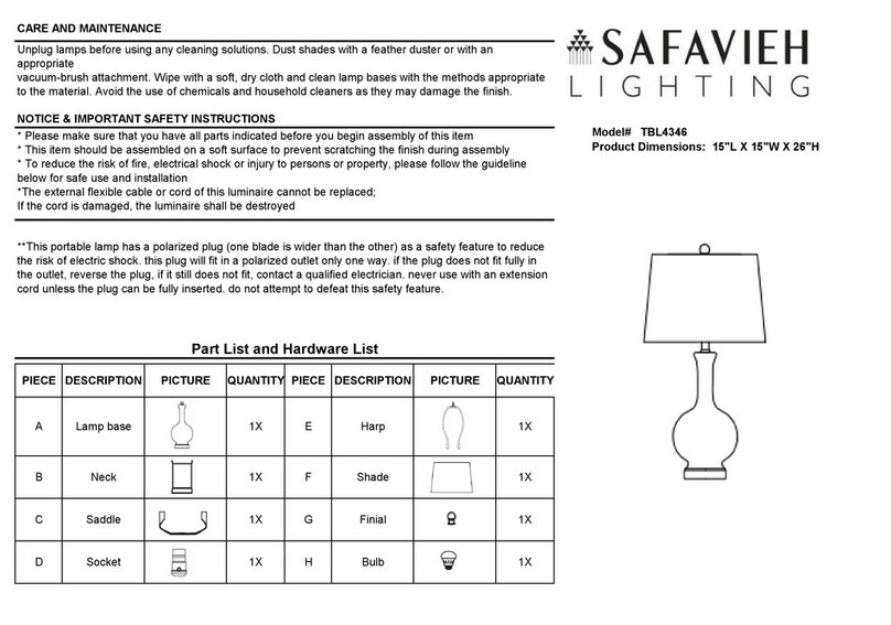 Safavieh Lighting BOWIE TBL4346 manual