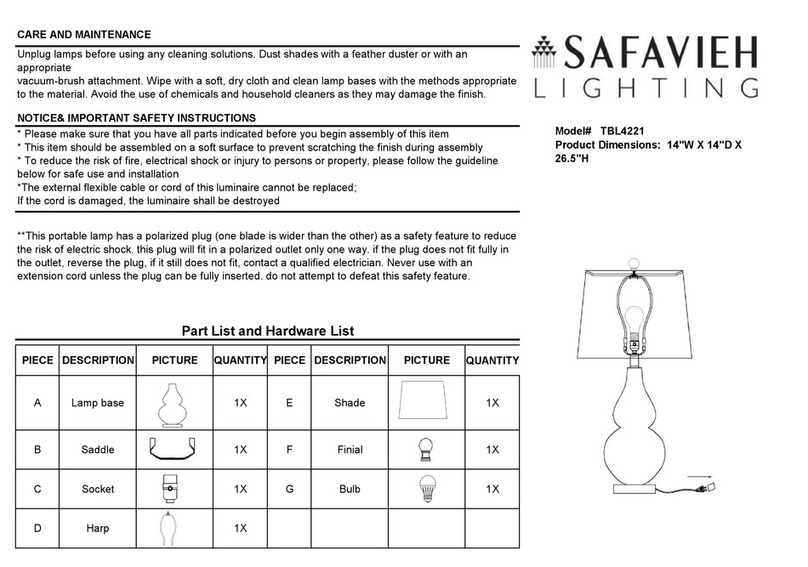 Safavieh Lighting TBL4221 User manual