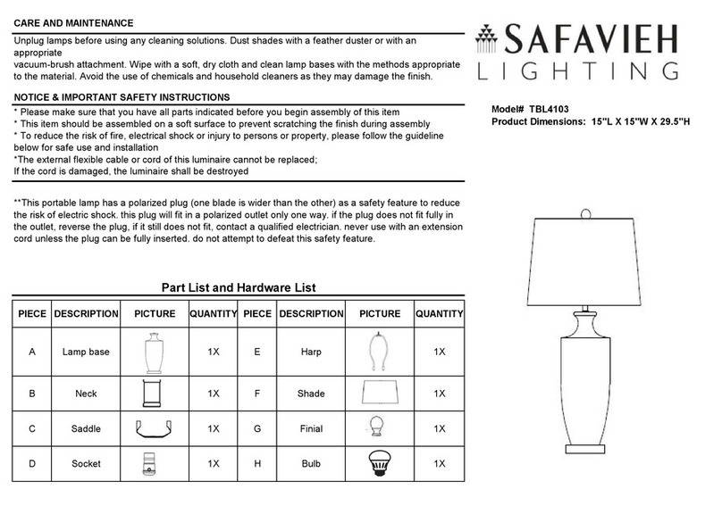 Safavieh Lighting LINNEA TBL4103 manual