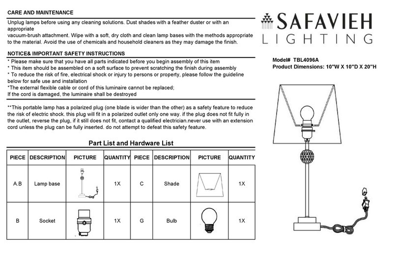 Safavieh Lighting PROCTON TBL4096A User manual