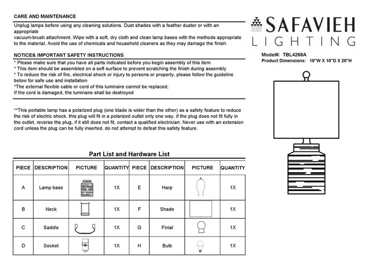 Safavieh Lighting BORIS TBL4268A manual Safavieh Lighting BORIS TBL4268A manual