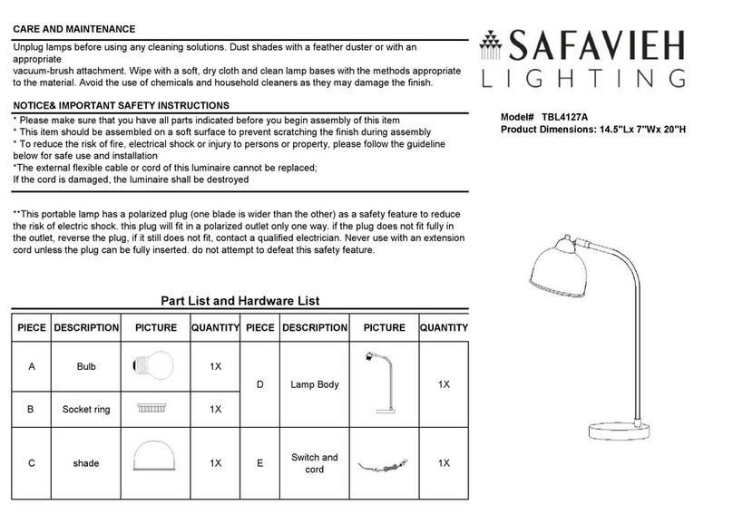 Safavieh Lighting BILSTON TBL4127A User manual
