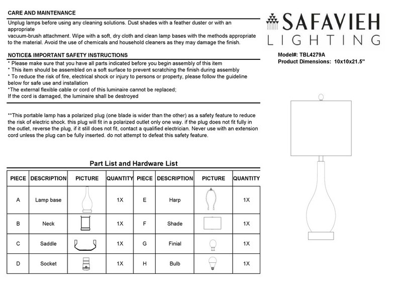 Safavieh Lighting ISLA TBL4279A User manual Safavieh Lighting ISLA TBL4279A User manual