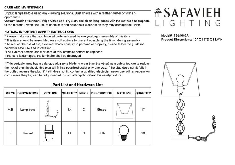Safavieh Lighting BROCKTON TBL4085A manual