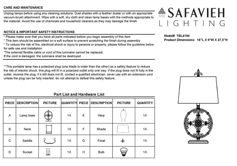 Safavieh Lighting WAYLON TBL4194 manual