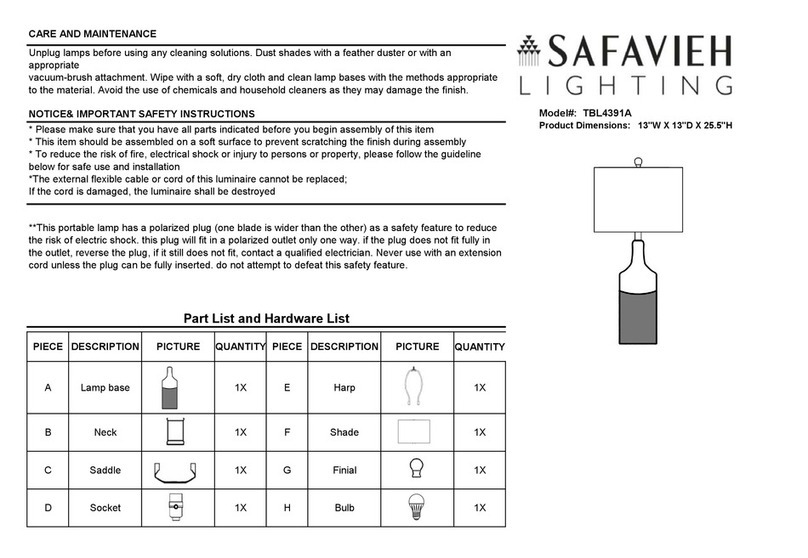 Safavieh Lighting ENRI TBL4391A manual