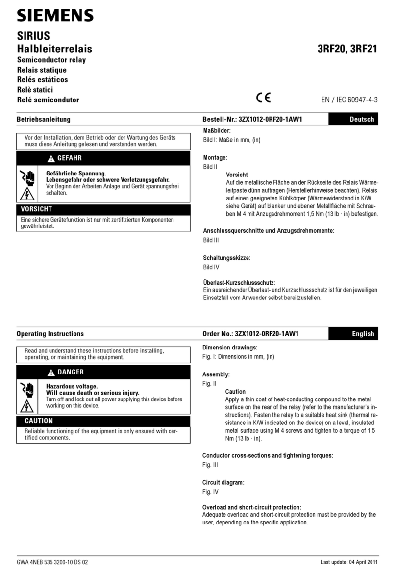 Siemens SIRIUS 3RF20 operating instructions