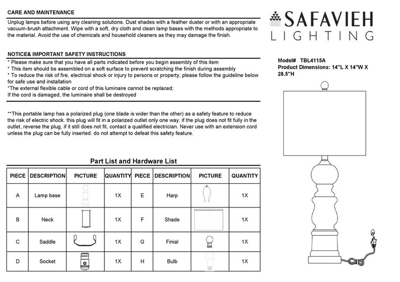 Safavieh Lighting UMA TBL4115A manual