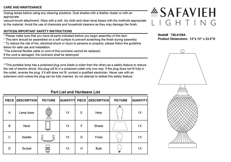 Safavieh Lighting KAIDEN TBL4199A User manual Safavieh Lighting KAIDEN TBL4199A User manual