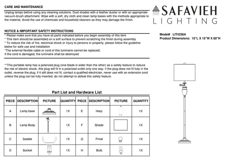 Safavieh Lighting ANTONIA LIT4336A User manual Safavieh Lighting ANTONIA LIT4336A User manual
