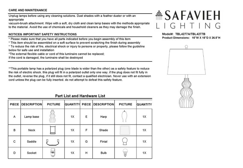 Safavieh Lighting CORINA TBL4277A manual