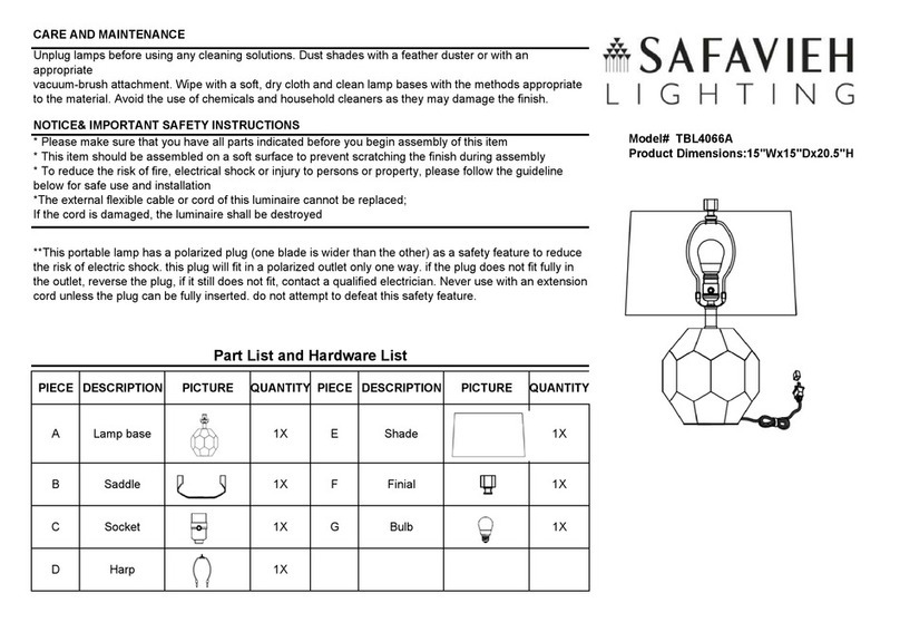 Safavieh Lighting ROMY TBL4066A User manual Safavieh Lighting ROMY TBL4066A User manual