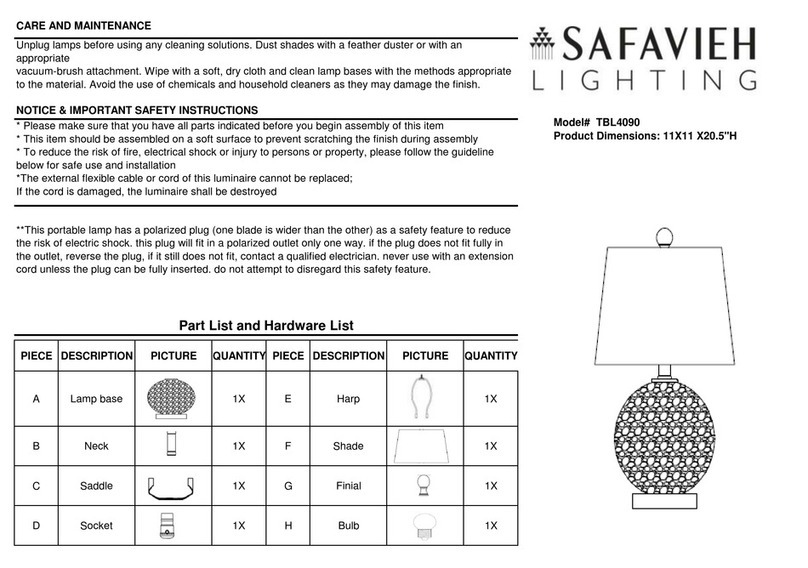 Safavieh Lighting RIGLAN TBL4090 manual