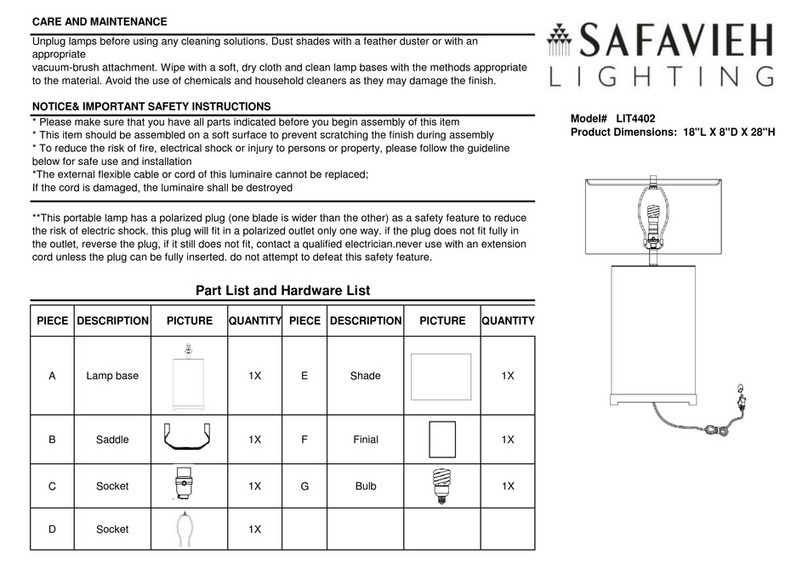 Safavieh Lighting JOYCE LIT4402 User manual